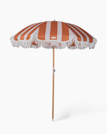 Classy Beach Umbrella - Terracotta Stripes