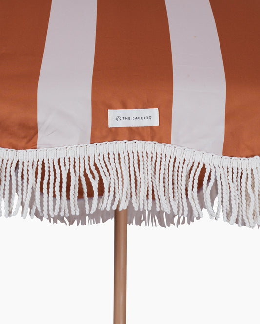 Classy Beach Umbrella - Terracotta Stripes